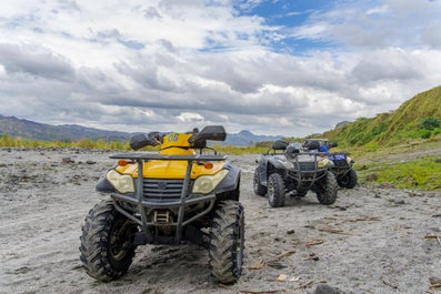 4x4 vehicle parked at the foot of Mt. Pinatubo