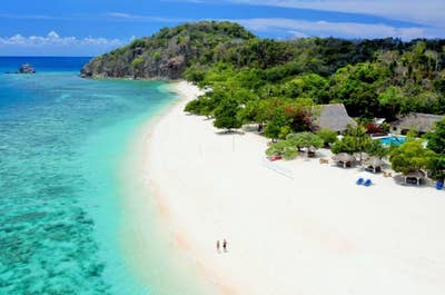 Aerial view of the island where Club Paradise Resort is located