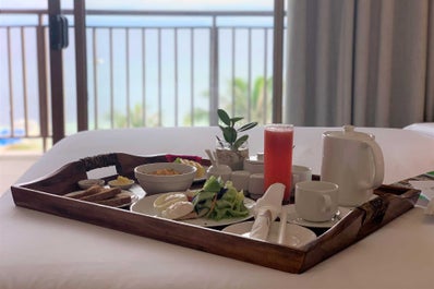 Breakfast in bed served by the staff of Modala Resort