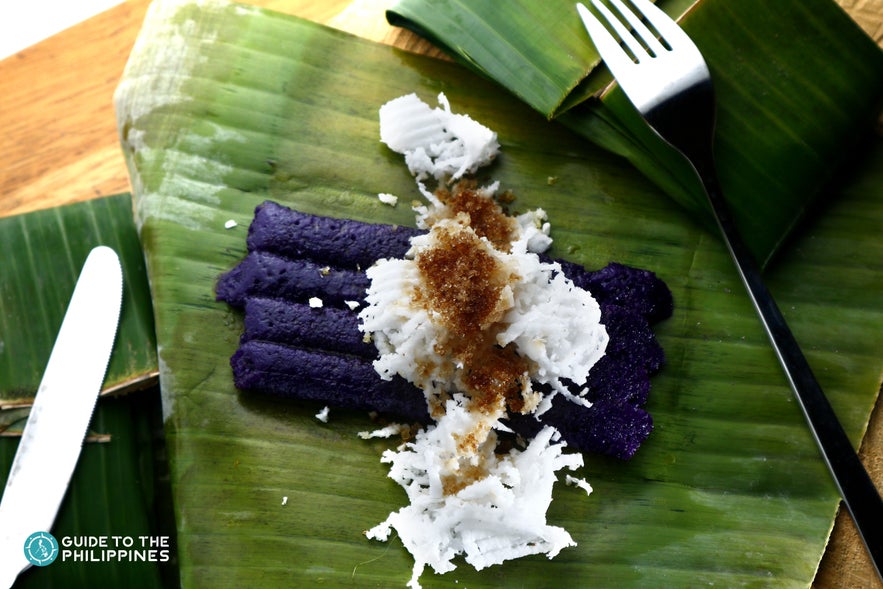 Puto bumbong, a popular rice cake dish in the Philippines during Christmas Puto bumbong, a popular rice cake dish in the Philippines during Christmas