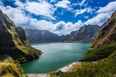 Crater lake of Mount Pinatubo, one of the most popular tourist spots in the Philippines