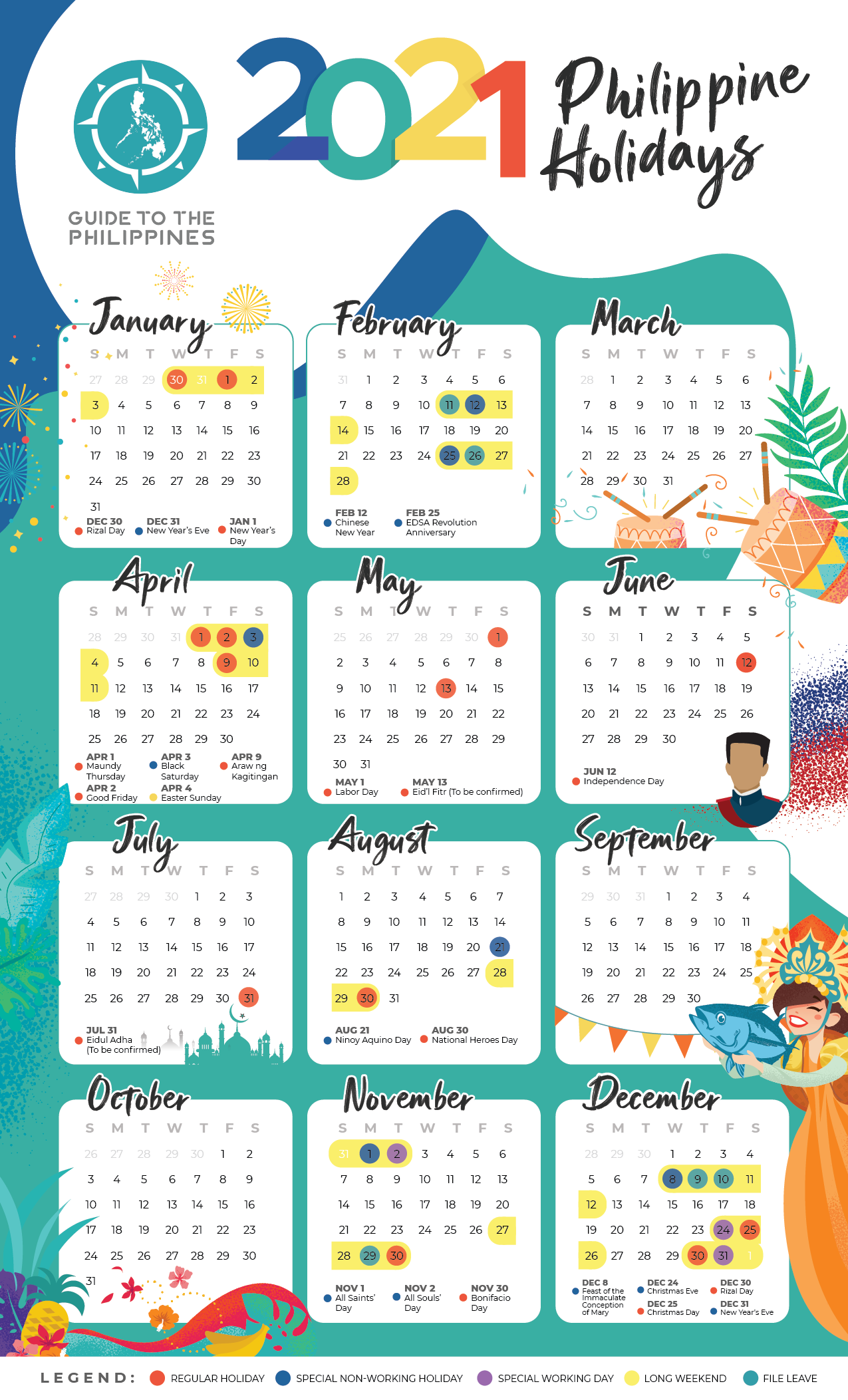 2021 holidays and long weekends in the Philippines