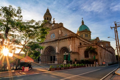 Sunrise over Manila Cathedral inside Intramuros