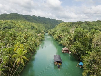 Boats along the Loboc River in Bohol