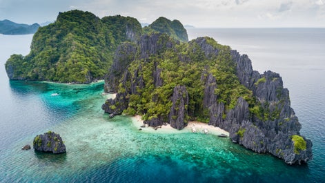 Aerial view of Shimizu Island in El Nido Palawan