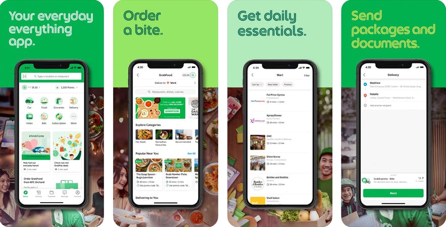 Interface of Grab app