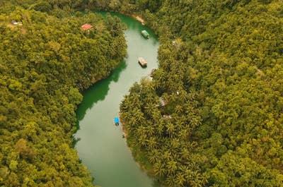 Aerial view of Loboc River in Bohol
