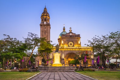 Colorful lights in Manila Cathedral inside Intramuros