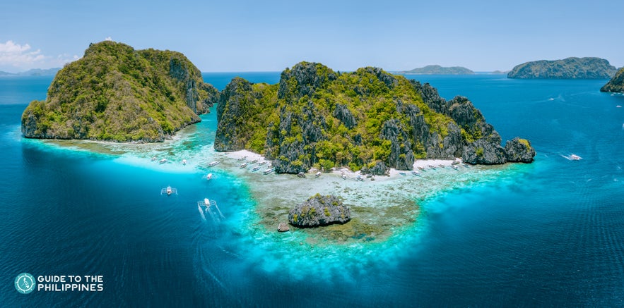 Aerial view of Shimizu Island in Palawan Aerial view of Shimizu Island in Palawan
