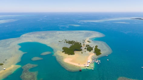 Aerial view of starfish island in Honda Bay