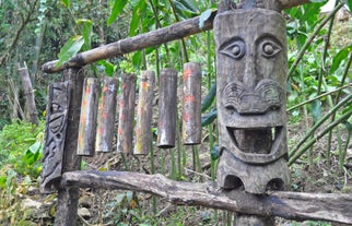 Carving at Ifugao woodcarver's village