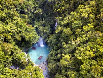 Aerial view of Kawasan Falls in Cebu