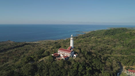 Cape Bojeador Lighthouse aerial view in Laoag