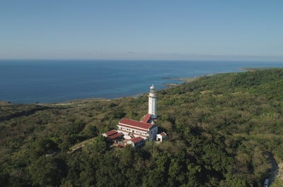 Cape Bojeador Lighthouse aerial view in Laoag