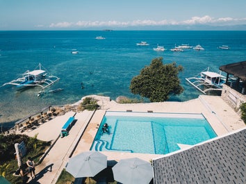 Overlooking view of Panagsama Beach from Cebu Seaview Dive Resort