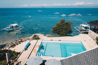 Overlooking view of Panagsama Beach from Cebu Seaview Dive Resort