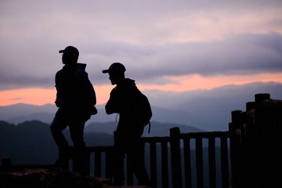 Two people waiting for the sunrise in Mines View Park in Baguio