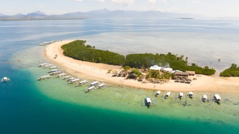 Aerial view of Starfish Island in Palawan