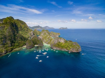 Aerial view of Big Lagoon in El Nido Palawan