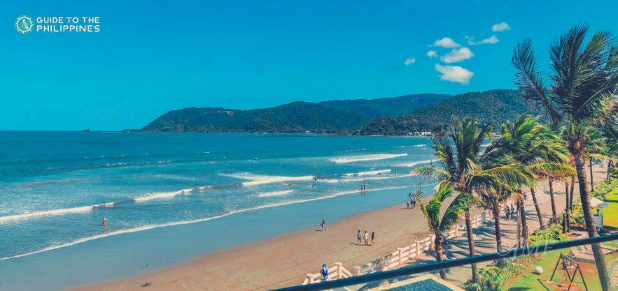 A view of Sabang Beach in Baler town. A view of Sabang Beach in Baler town.