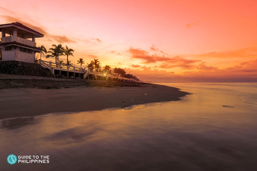 Sunset on Sabang Beach in Baler town. Sunset on Sabang Beach in Baler town.