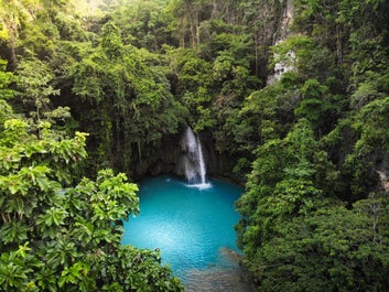 Aerial view of Kawasan Falls in Cebu