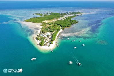 Aerial view of Cowrie Island in Puerto Princesa Palawan