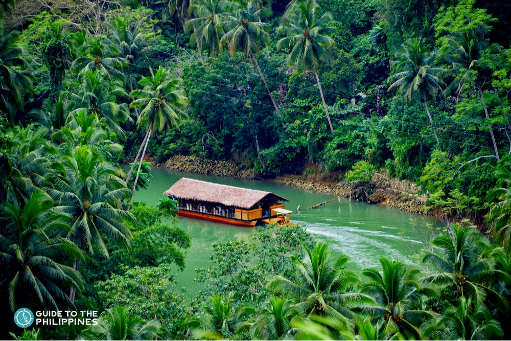 Aerial view of the Loboc River cruise experience in Bohol