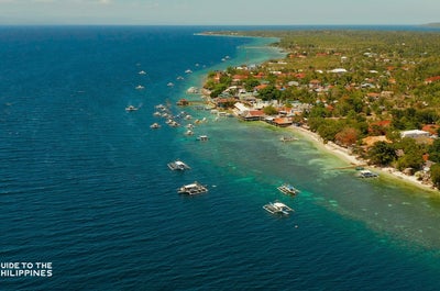 Aerial view of the town of Moalboal in Cebu