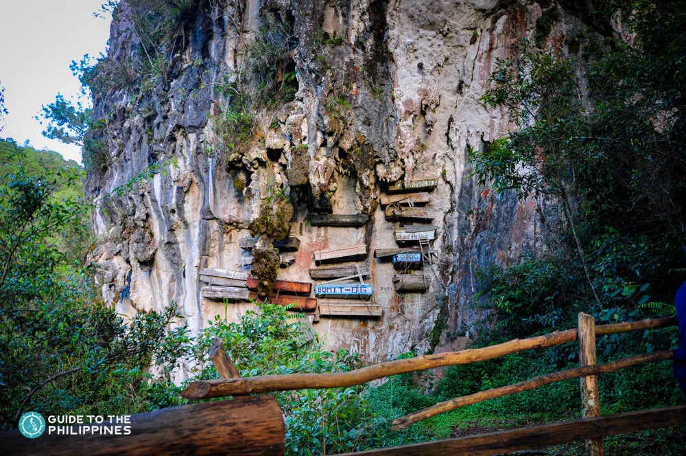 Popular view of the hanging coffins of Sagada