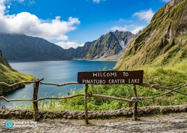 Welcome signage in Mount Pinatubo Crater Lake