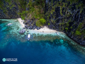 Aerial view of Miniloc Island in El Nido Palawan