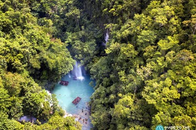 Aerial view of Kawasan Falls in Cebu