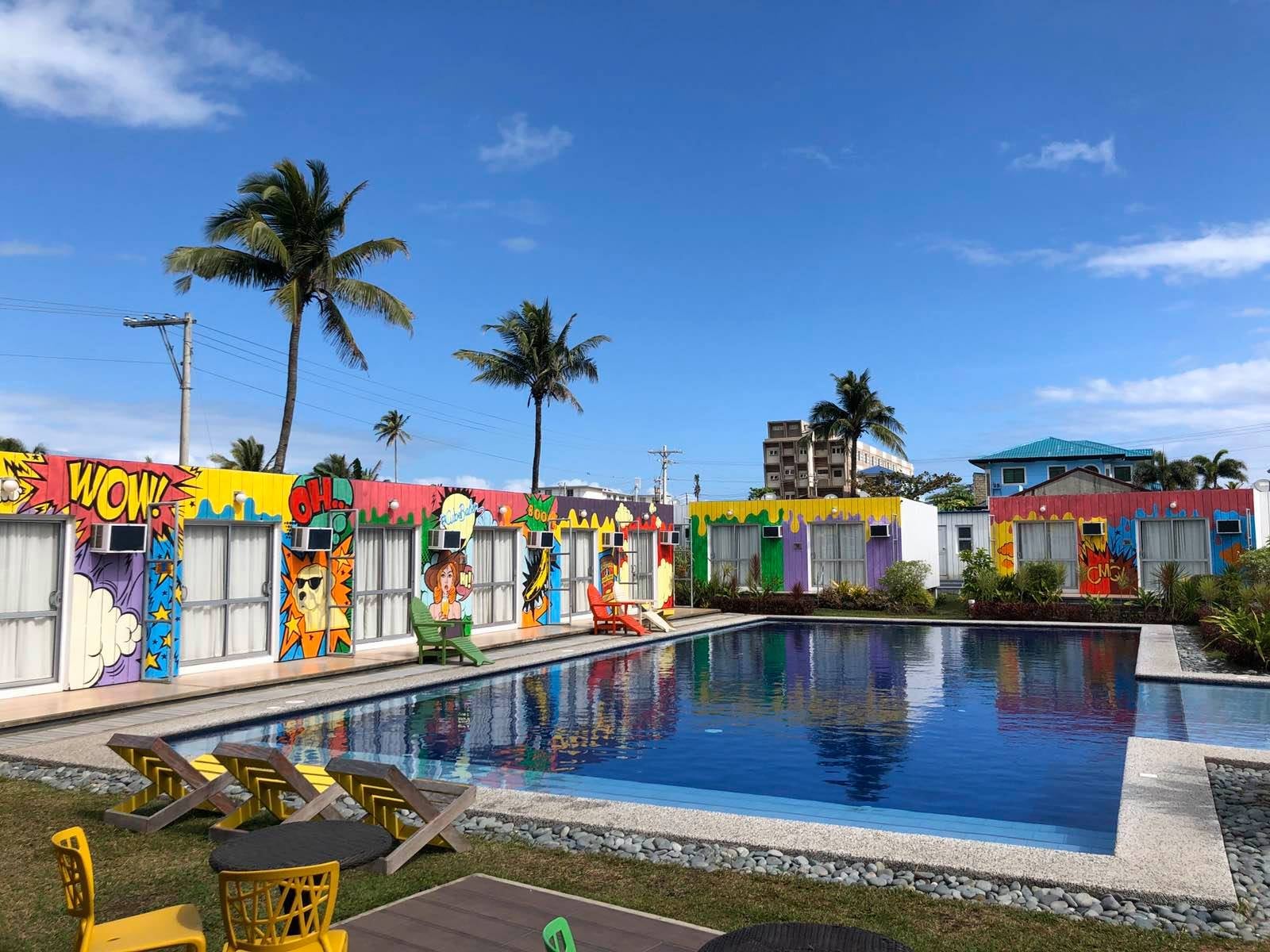 The pool area of Cube Hotel Baler