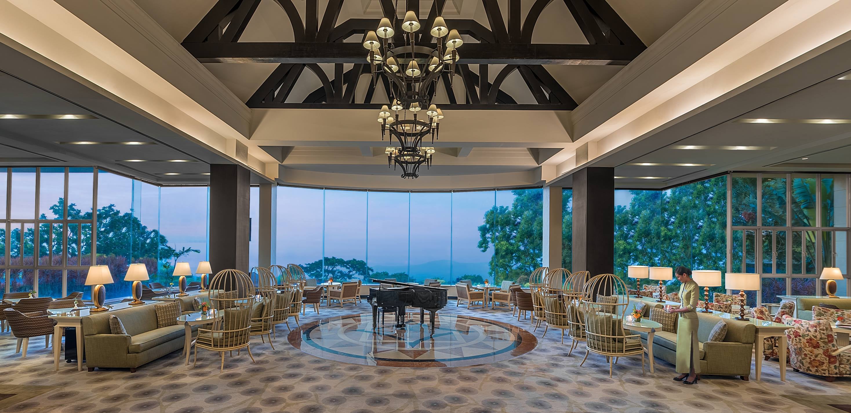 The view from Taal Vista Hotel's lobby