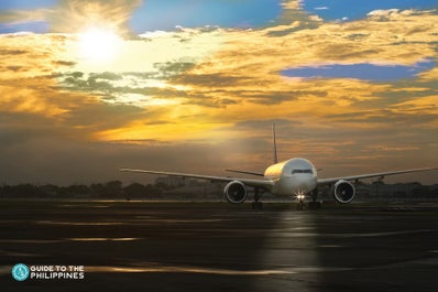 Sunset over an aircraft at NAIA