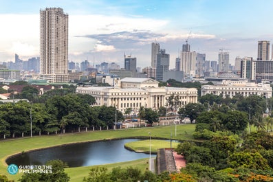 Beautiful aerial view of Intramuros in Manila