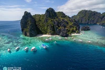 Aerial view of Shimizu Island in El Nido Palawan