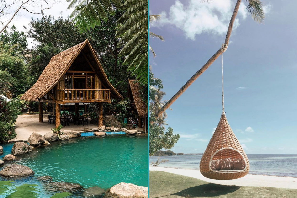 A hut in The Forest Camp Resort and a swing in Nay Palad Hideaway