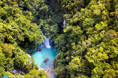 Aerial view of Kawasan Falls in Cebu