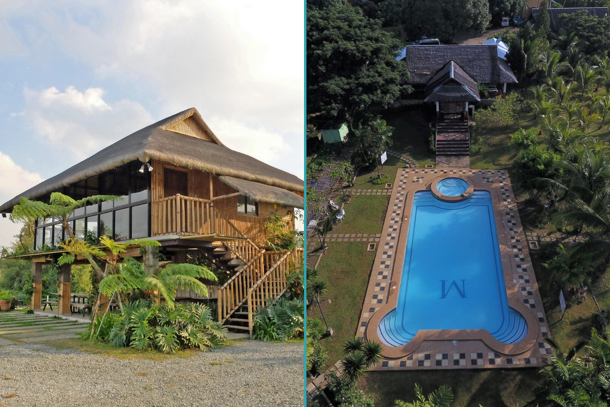 Gabby's Farm main room and aerial shot of Monteray Ecofarm and Resort
