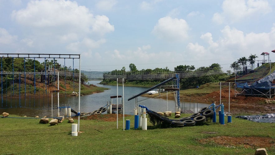 Mountain Lake Resort's obstacle course beside Lake Caliraya Mountain Lake Resort's obstacle course beside Lake Caliraya