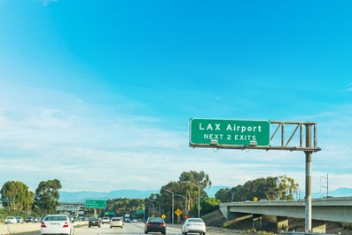 Road going to Los Angeles Airport in California