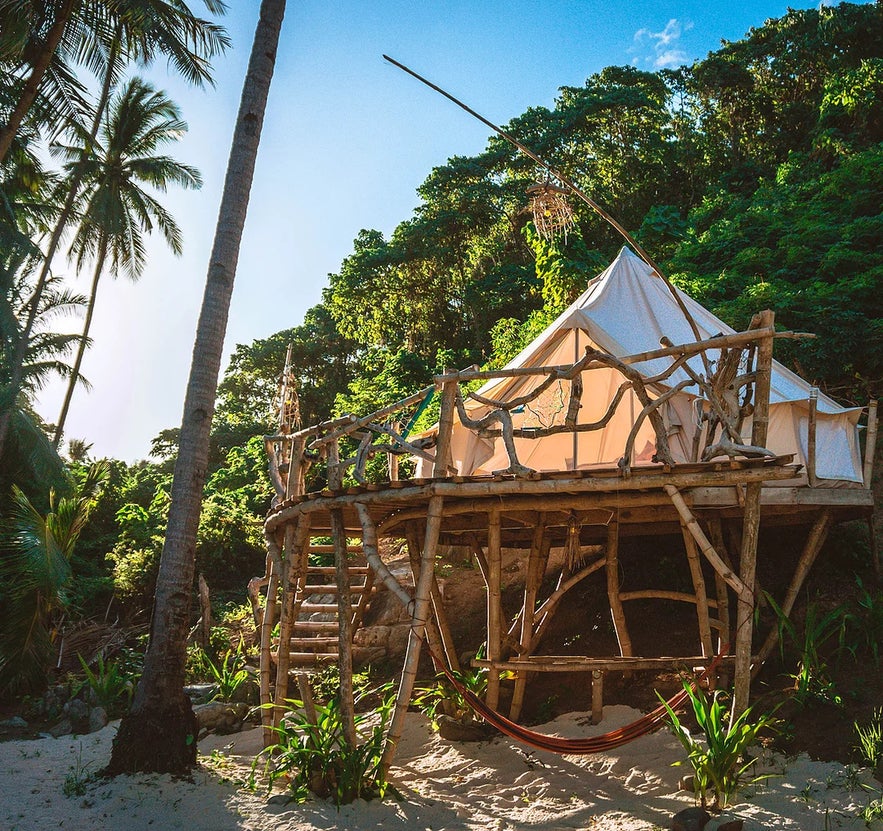 An elevated tent in Dryft Camp Darocotan Island An elevated tent in Dryft Camp Darocotan Island