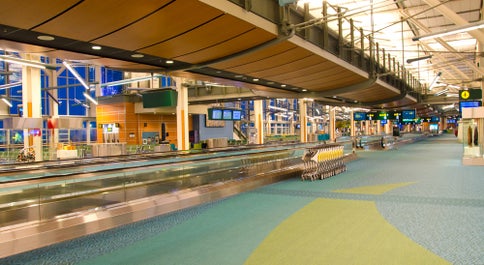 Inside the airport in Vancouver