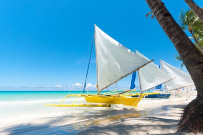 Paraw sailing boats in Boracay Island