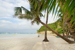 Famous white beach sand of Boracay Island