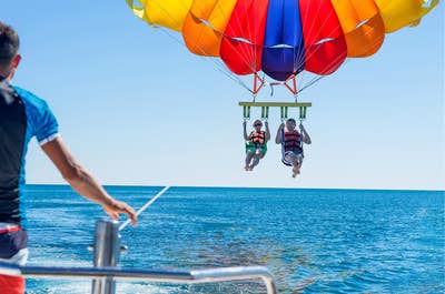 Double-flyer parasailing in Boracay Island