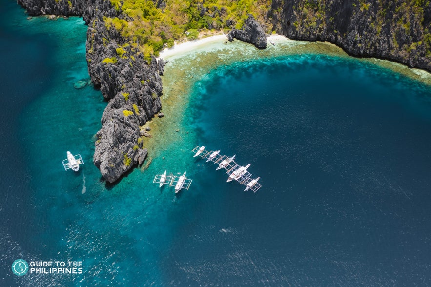 Aerial view of Miniloc Island in El Nido Palawan Aerial view of Miniloc Island in El Nido Palawan