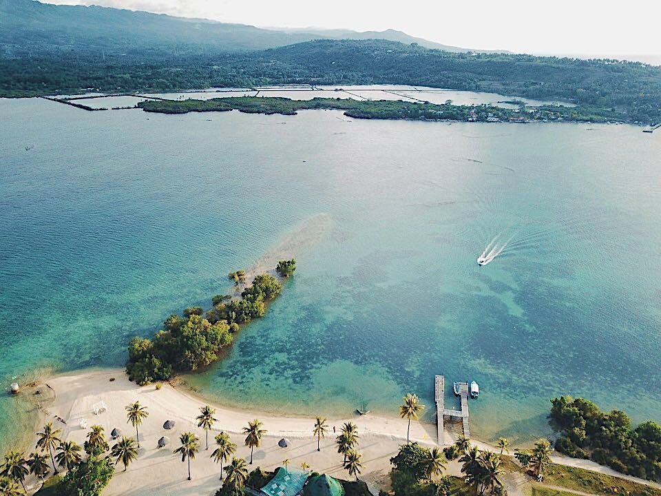 Aerial view of the Beach at Badian Island Wellness Resort